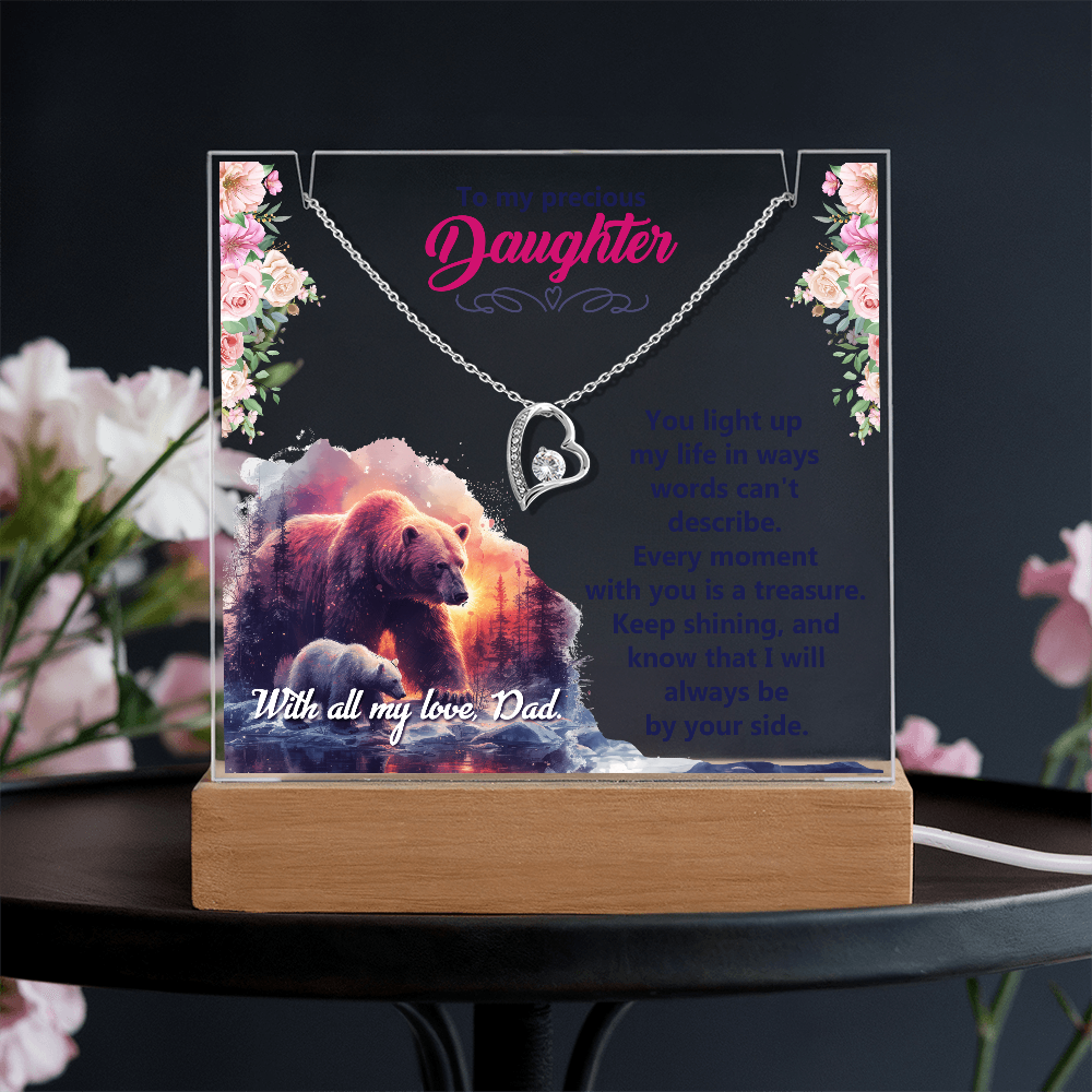 To My Precious Daughter From Dad Keepsake Acrylic & Forever Love Necklace