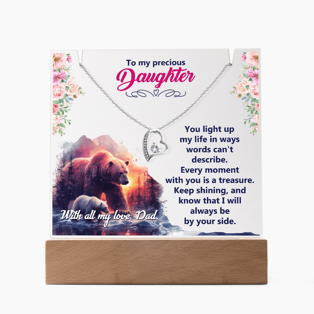 To My Precious Daughter From Dad Keepsake Acrylic & Forever Love Necklace