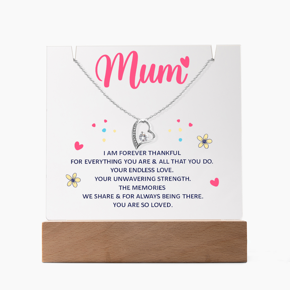 Mum Forever Thankful Keepsake Acrylic & Forever Love Necklace
