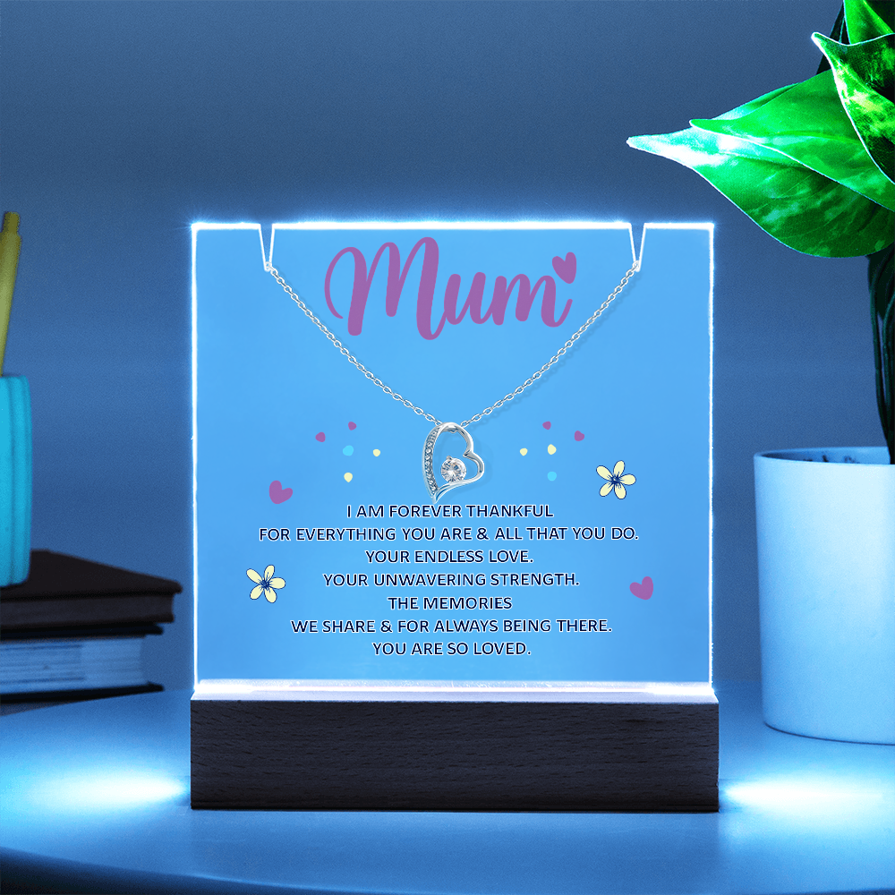 Mum Forever Thankful Keepsake Acrylic & Forever Love Necklace