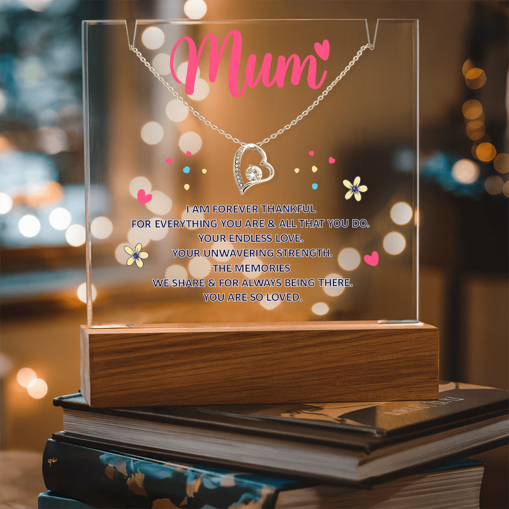 Mum Forever Thankful Keepsake Acrylic & Forever Love Necklace