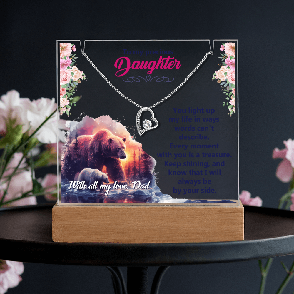 To My Precious Daughter From Dad Keepsake Acrylic & Forever Love Necklace