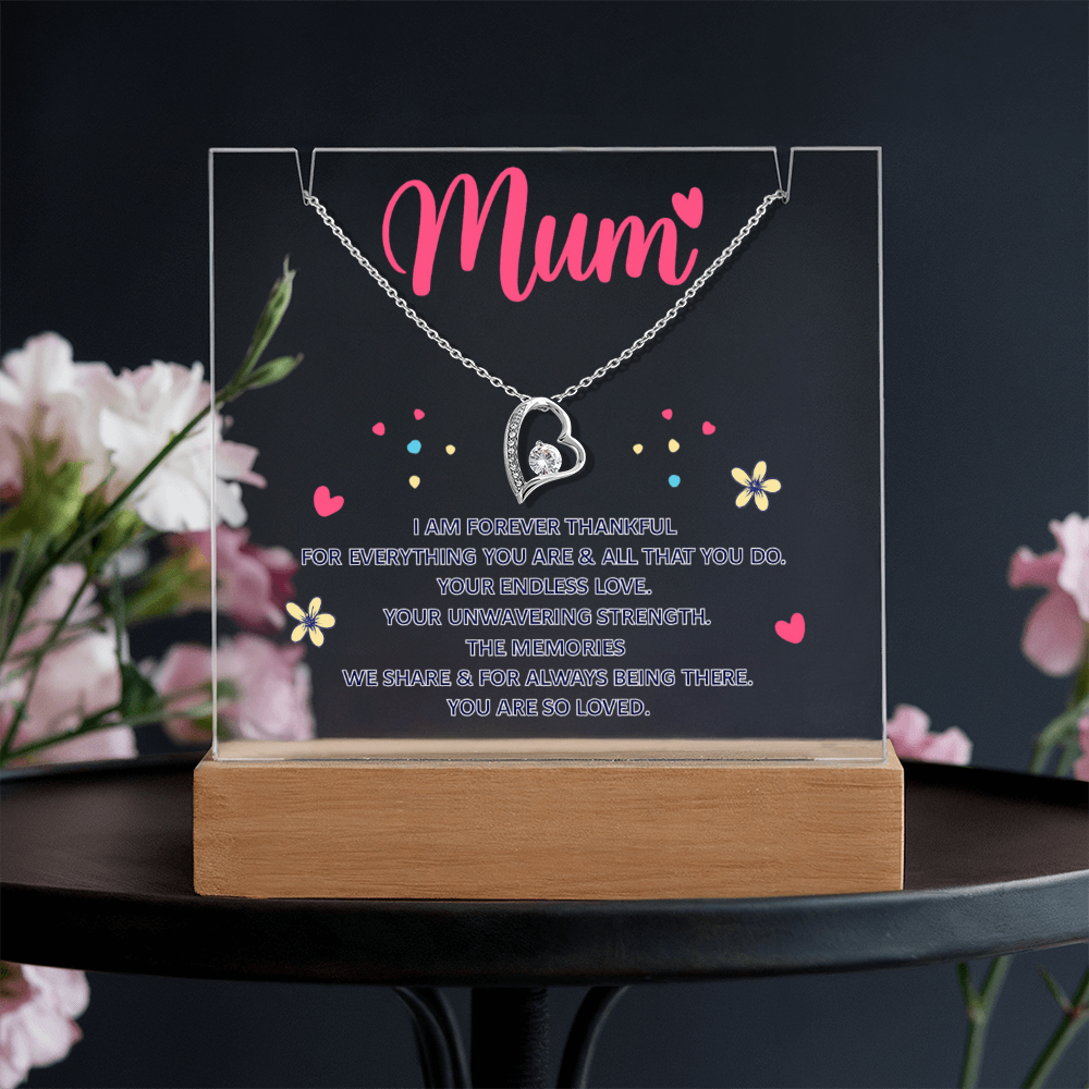 Mum Forever Thankful Keepsake Acrylic & Forever Love Necklace