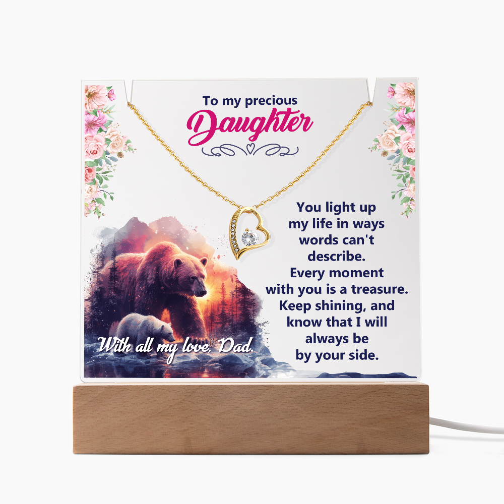 To My Precious Daughter From Dad Keepsake Acrylic & Forever Love Necklace