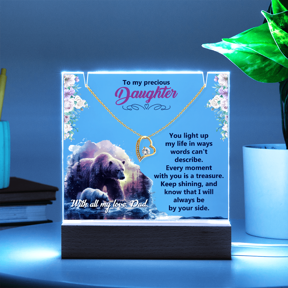 To My Precious Daughter From Dad Keepsake Acrylic & Forever Love Necklace