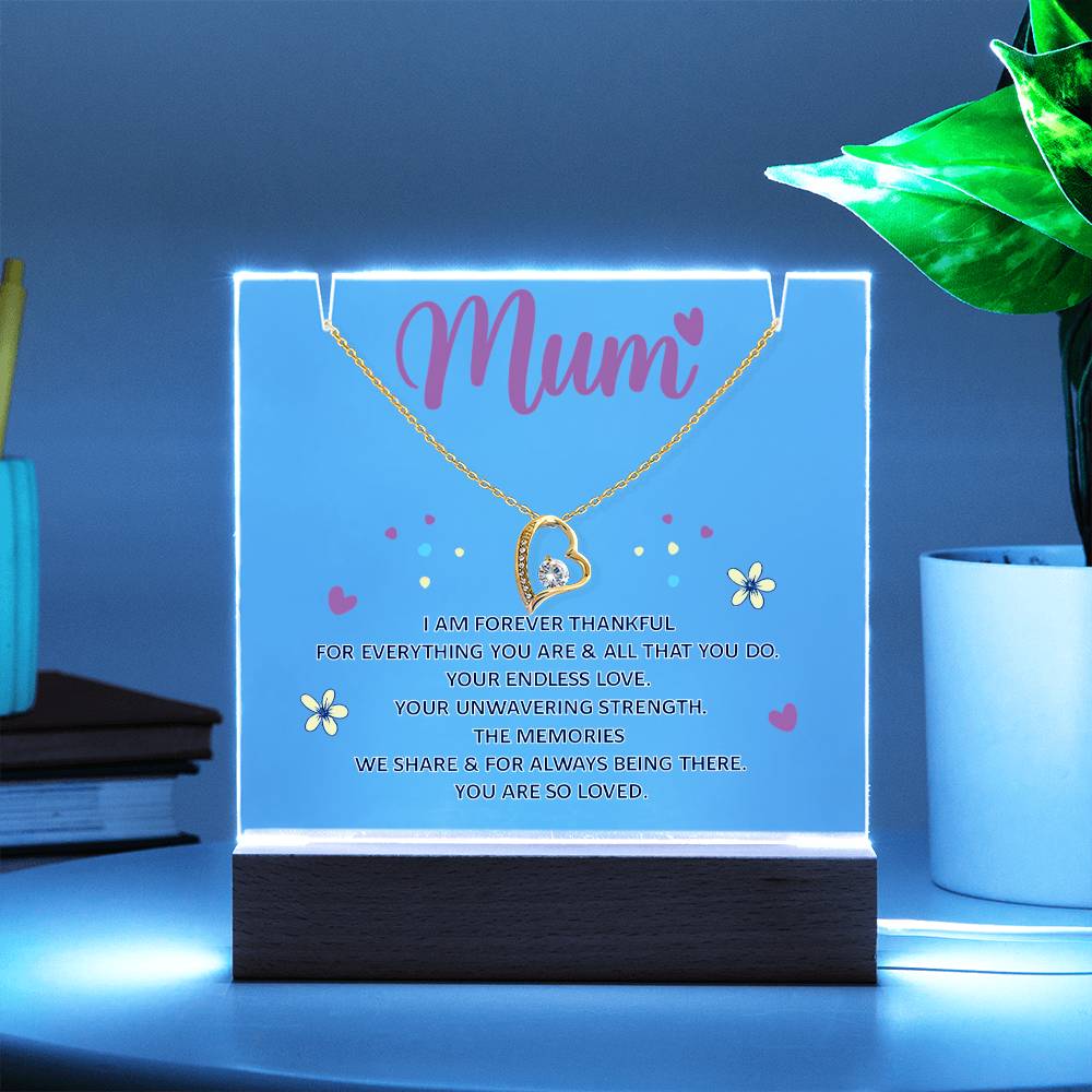 Mum Forever Thankful Keepsake Acrylic & Forever Love Necklace