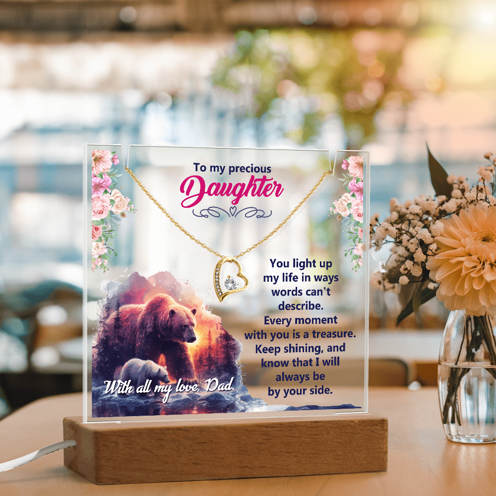 To My Precious Daughter From Dad Keepsake Acrylic & Forever Love Necklace