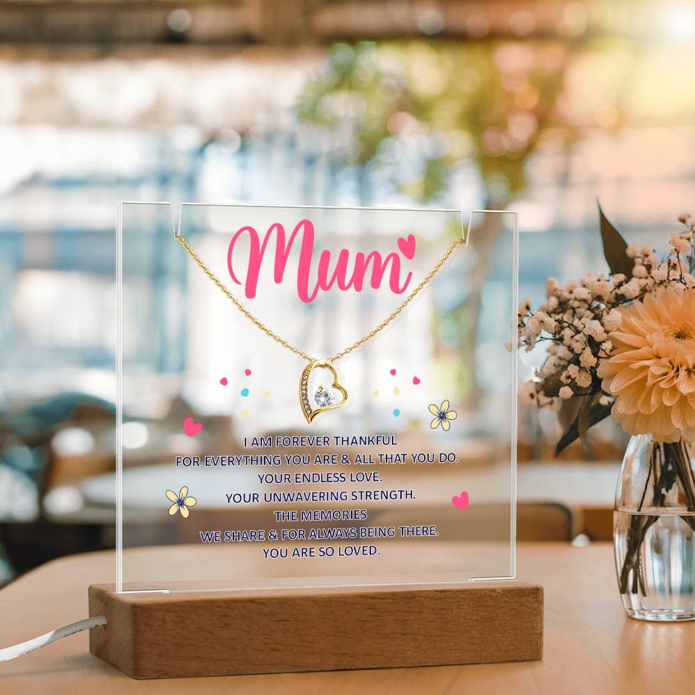 Mum Forever Thankful Keepsake Acrylic & Forever Love Necklace