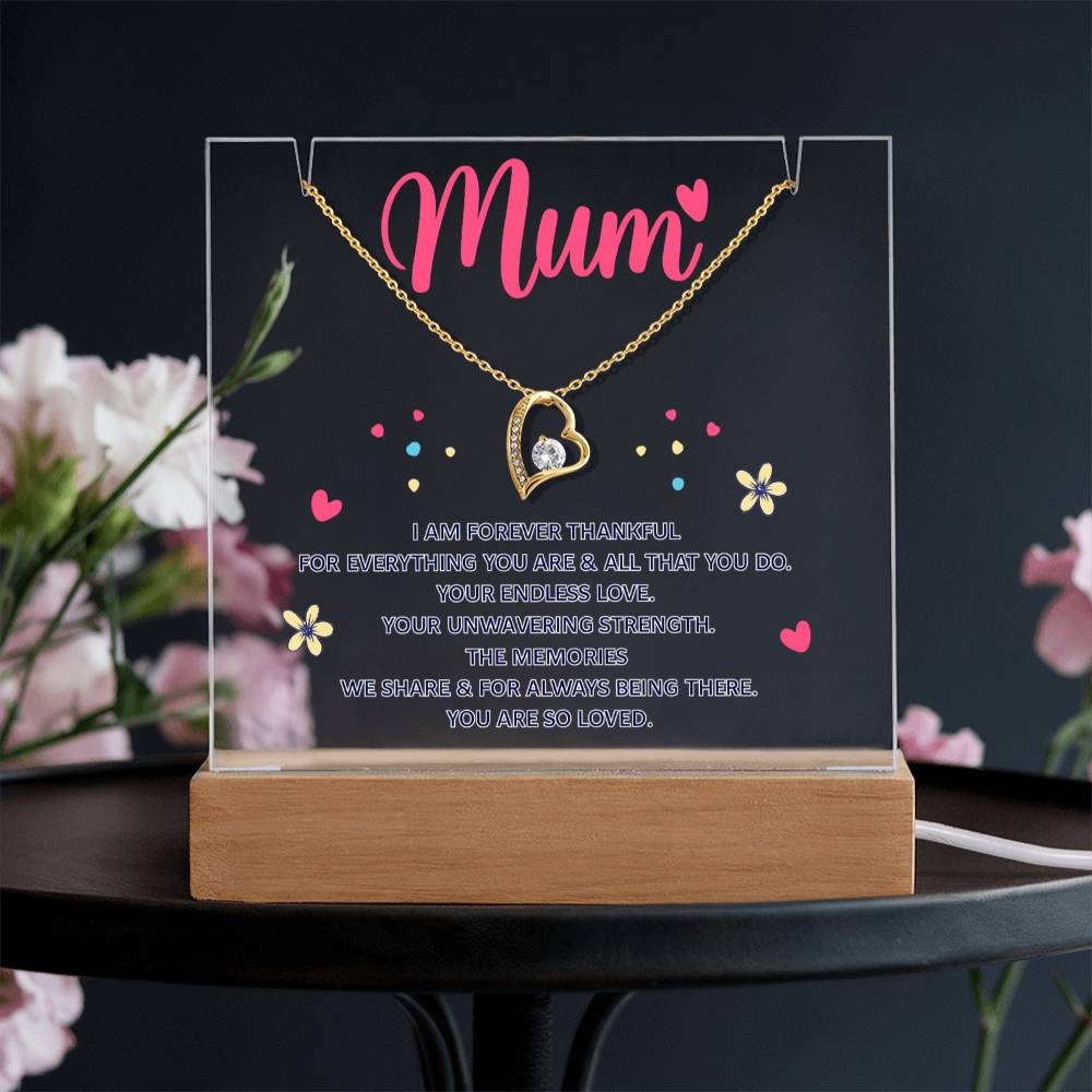 Mum Forever Thankful Keepsake Acrylic & Forever Love Necklace