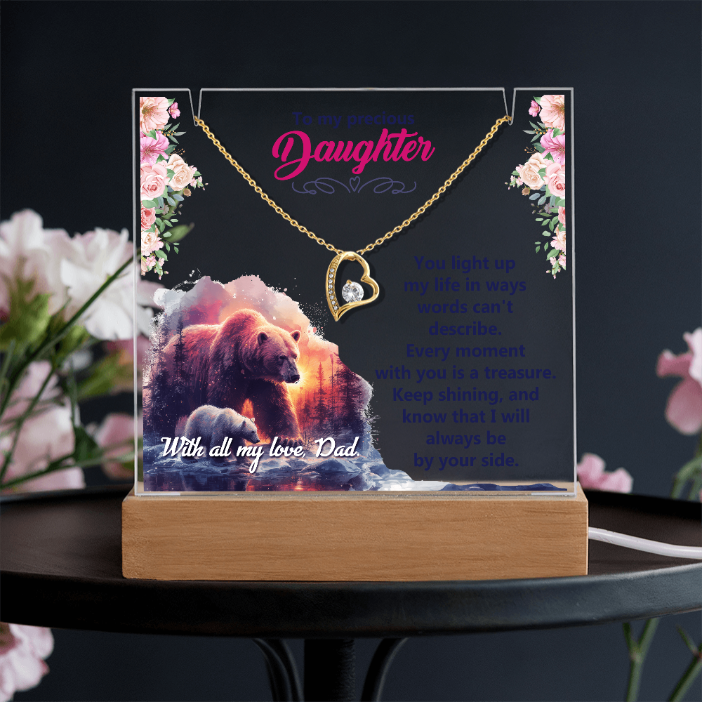 To My Precious Daughter From Dad Keepsake Acrylic & Forever Love Necklace