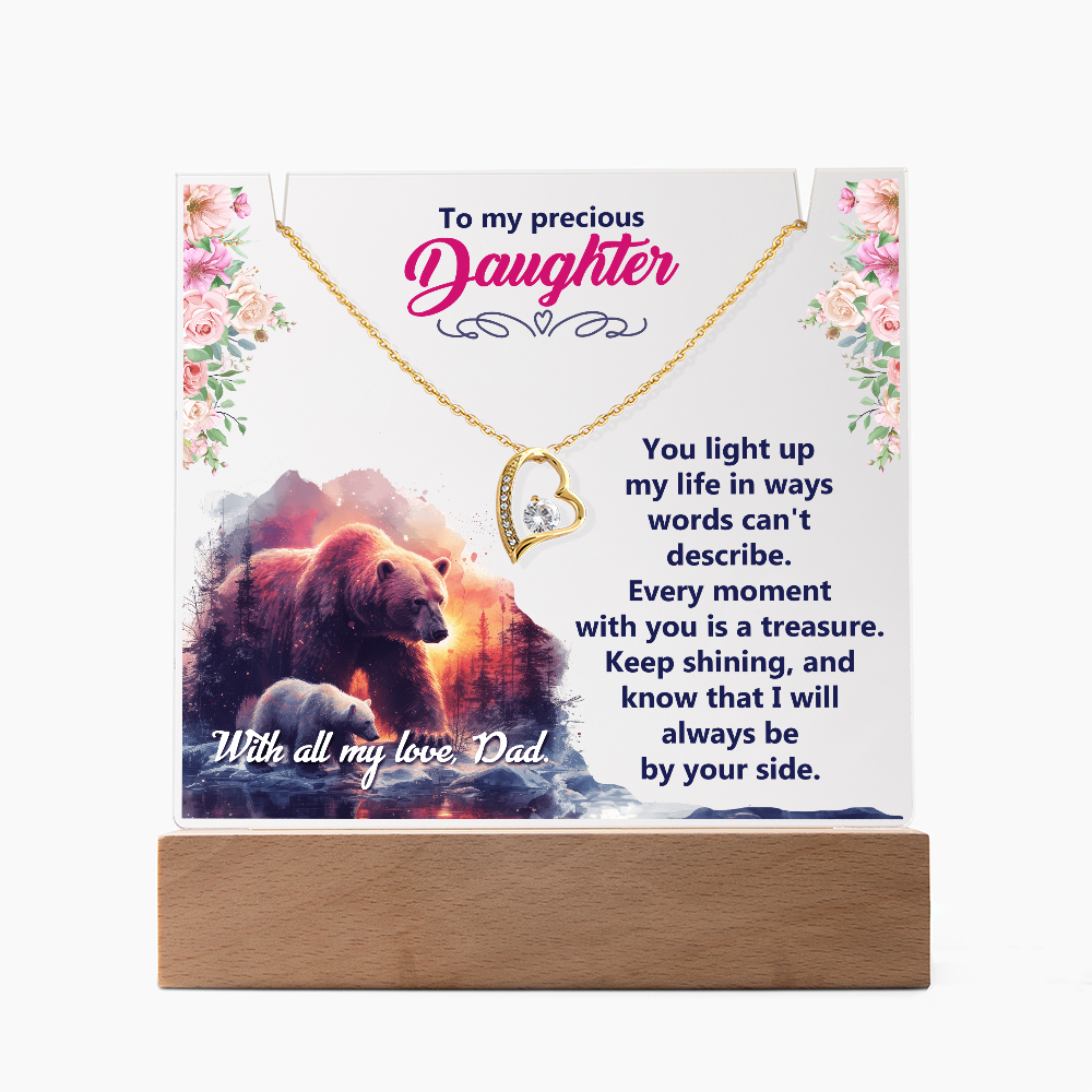 To My Precious Daughter From Dad Keepsake Acrylic & Forever Love Necklace