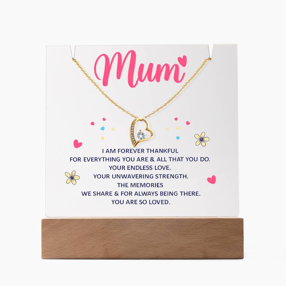 Mum Forever Thankful Keepsake Acrylic & Forever Love Necklace