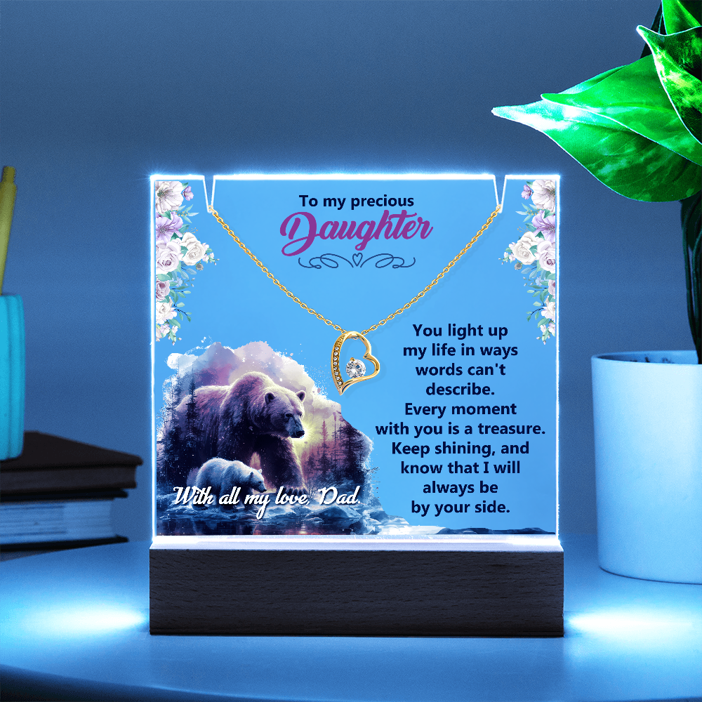 To My Precious Daughter From Dad Keepsake Acrylic & Forever Love Necklace