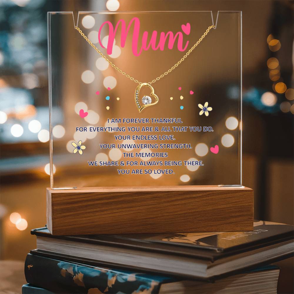 Mum Forever Thankful Keepsake Acrylic & Forever Love Necklace