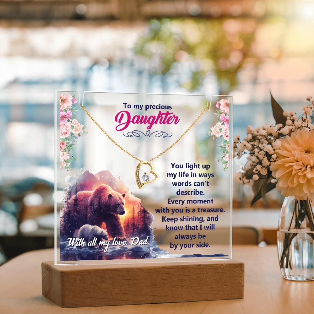 To My Precious Daughter From Dad Keepsake Acrylic & Forever Love Necklace