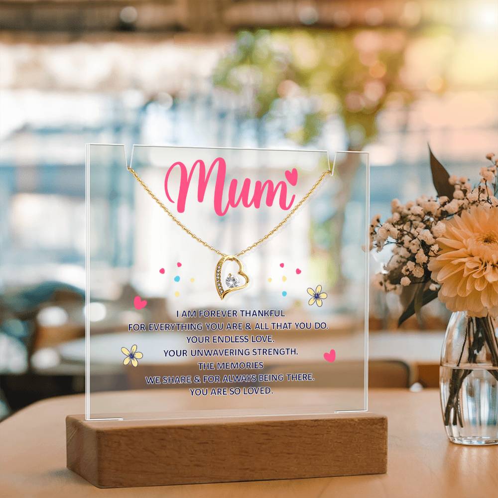 Mum Forever Thankful Keepsake Acrylic & Forever Love Necklace