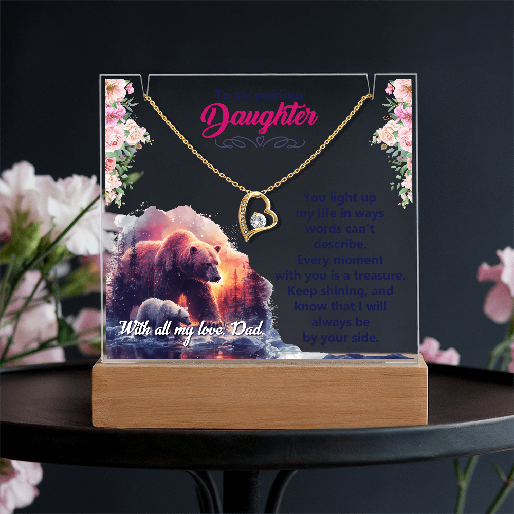 To My Precious Daughter From Dad Keepsake Acrylic & Forever Love Necklace