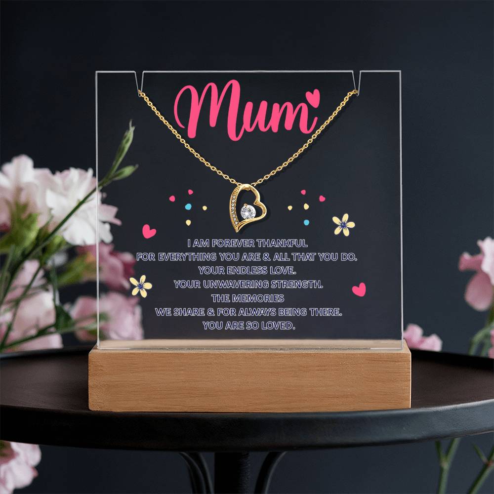 Mum Forever Thankful Keepsake Acrylic & Forever Love Necklace