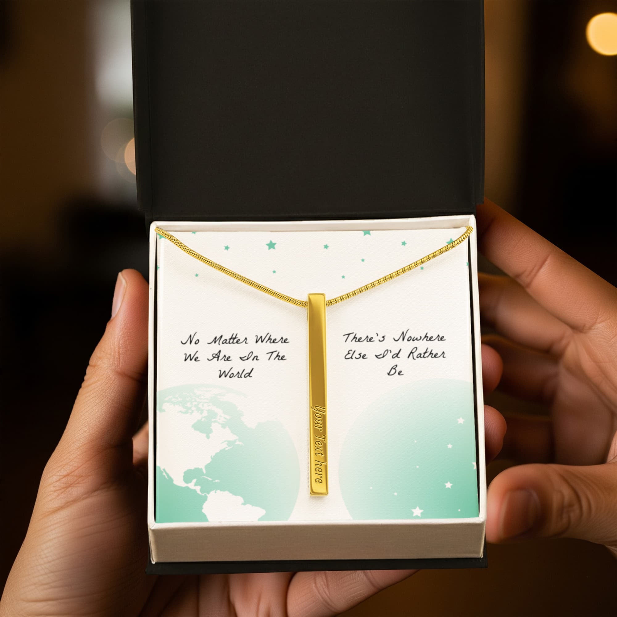 There’s Nowhere I’d Rather Be 4-Sided Engraved Stick Necklace