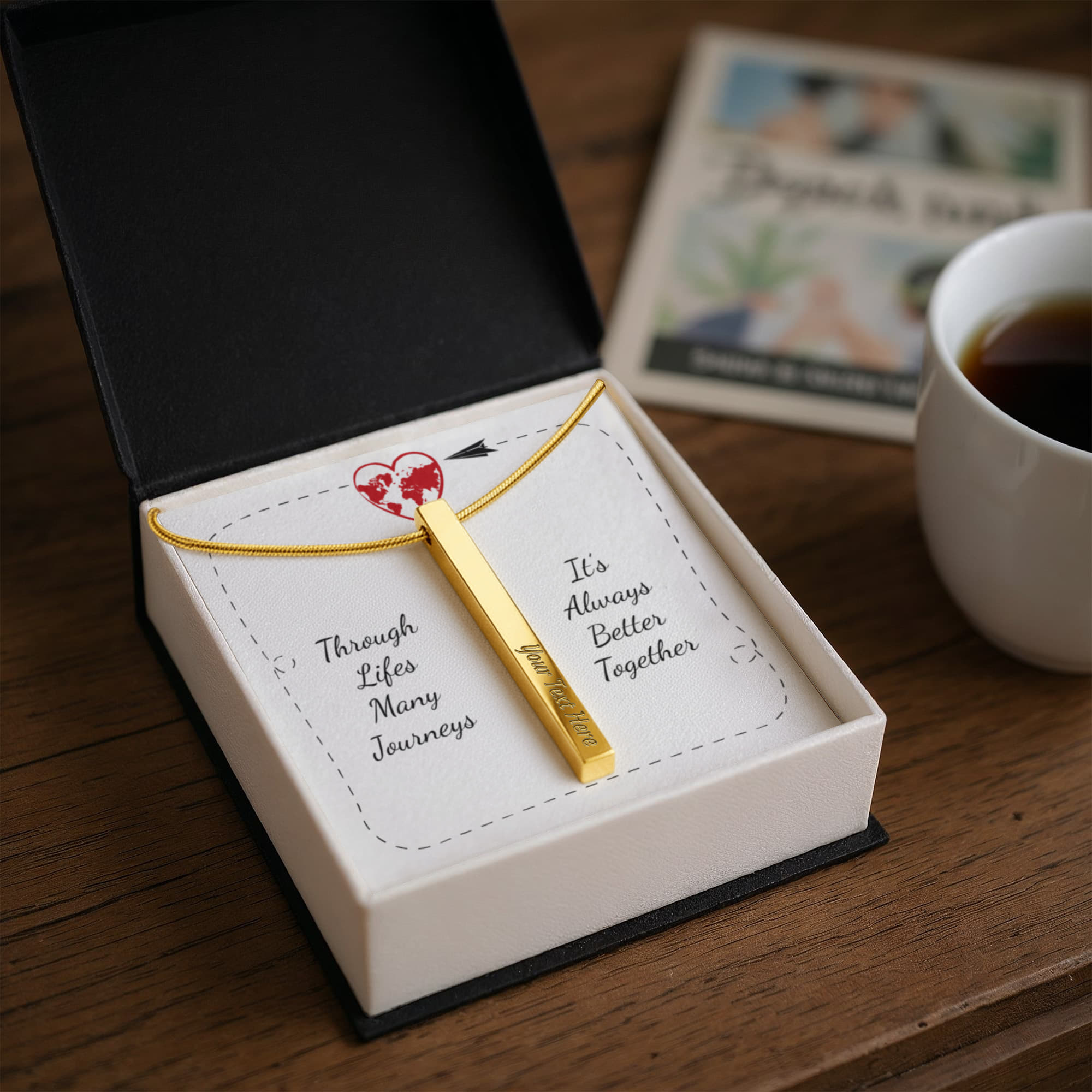 Always Better Together 4-Sided Engraved Stick Necklace