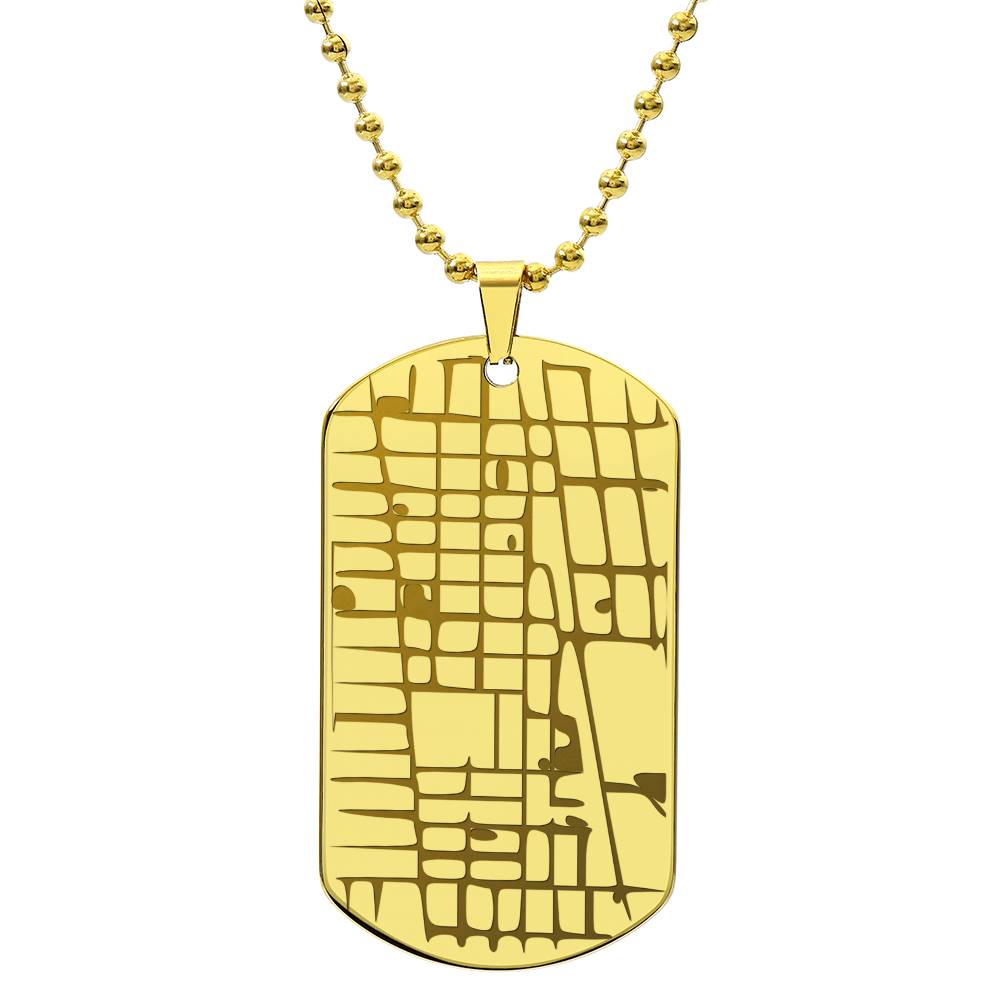 Engraved Map Dog Tag Necklace