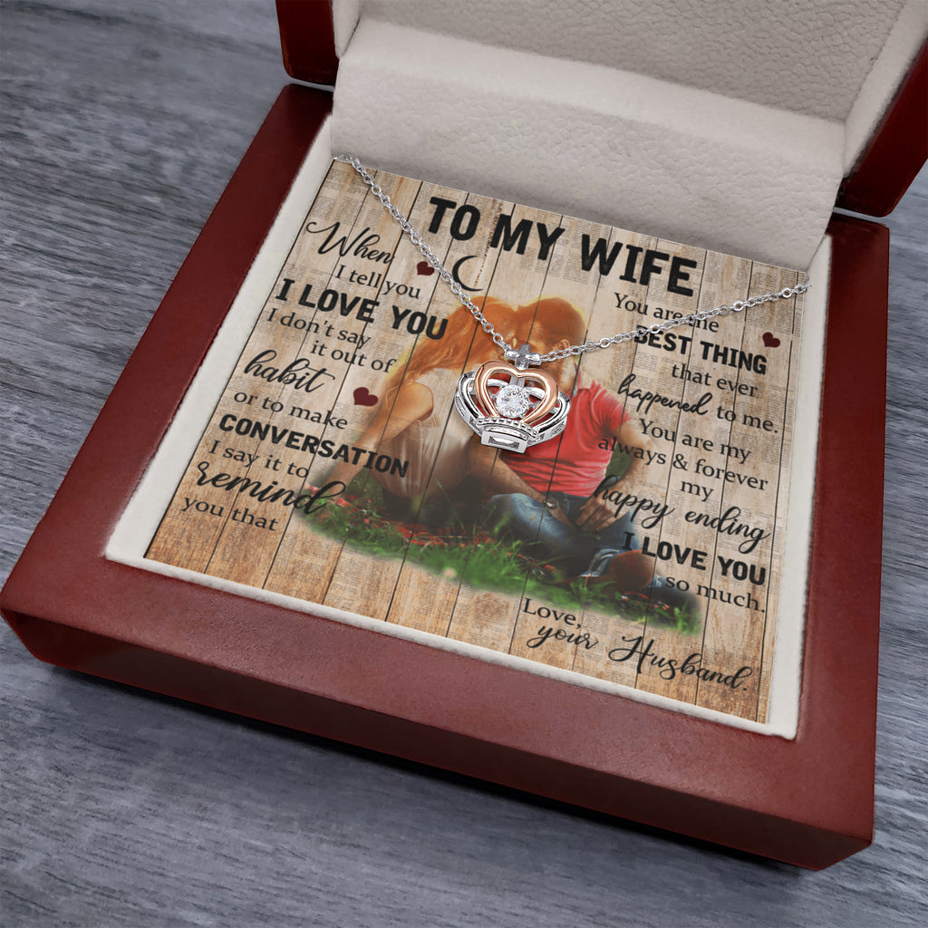 To My Wife Crown Pendant Necklace