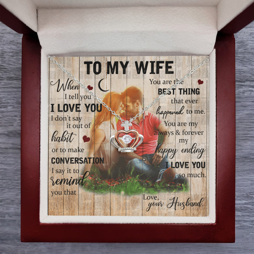 To My Wife Crown Pendant Necklace