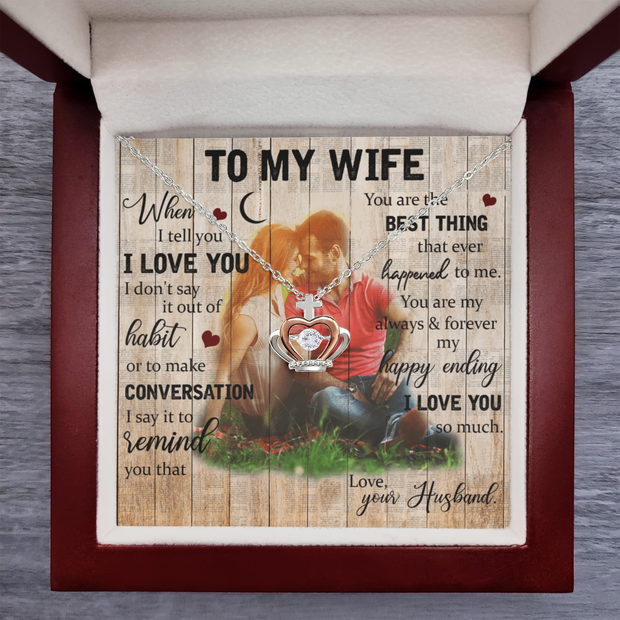 To My Wife Crown Pendant Necklace