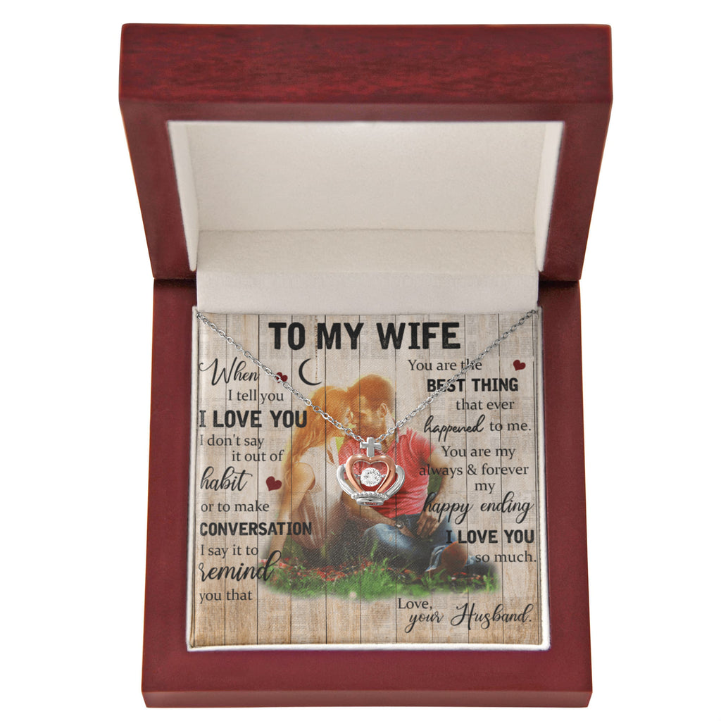 To My Wife Crown Pendant Necklace