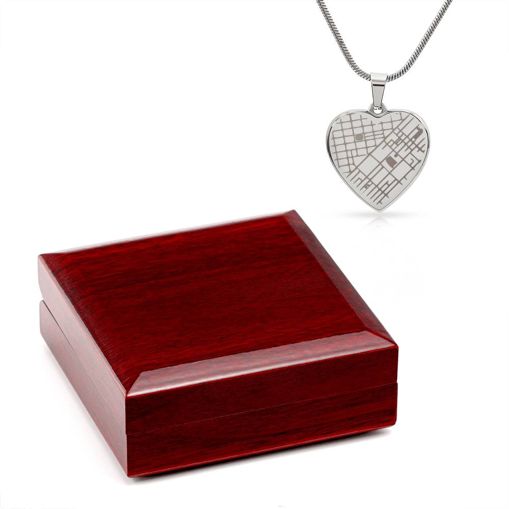 Engraved Map Heart Necklace