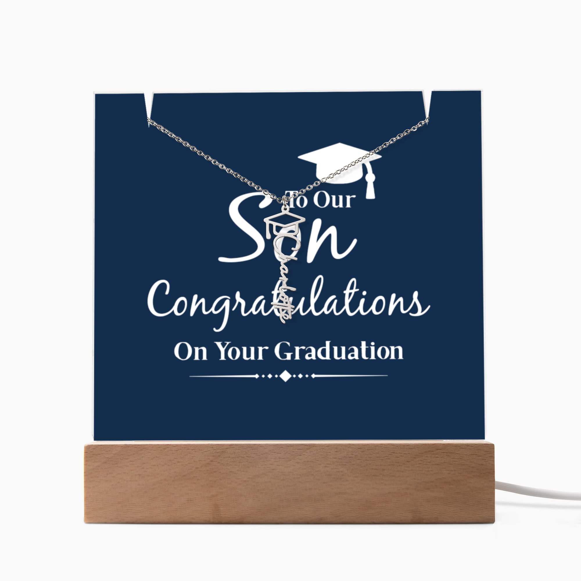 Keepsake Acrylic with Graduation Cap Name Necklace Bundle