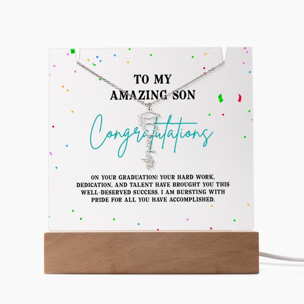 Keepsake Acrylic with Graduation Cap Name Necklace Bundle