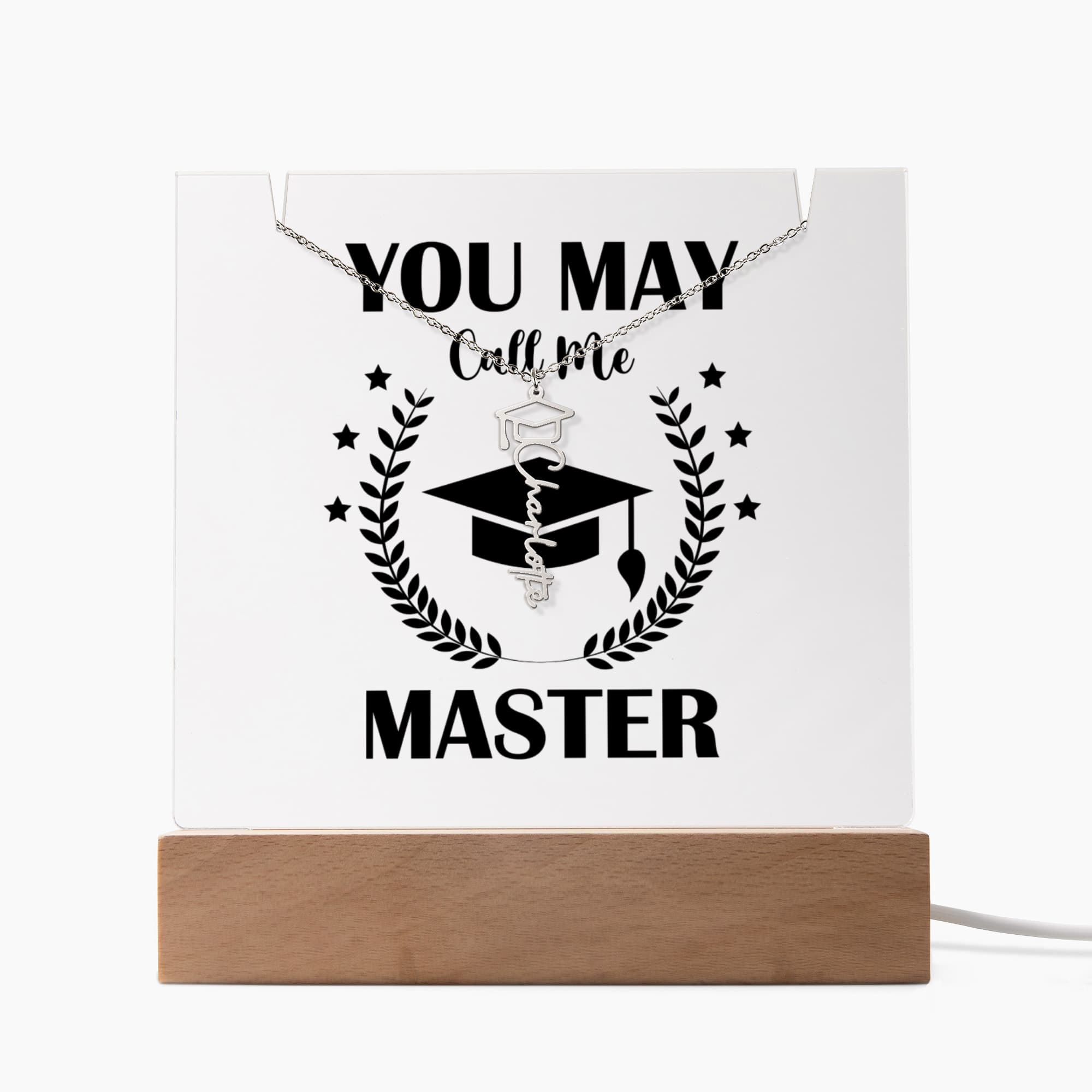 Keepsake Acrylic with Graduation Cap Name Necklace Bundle