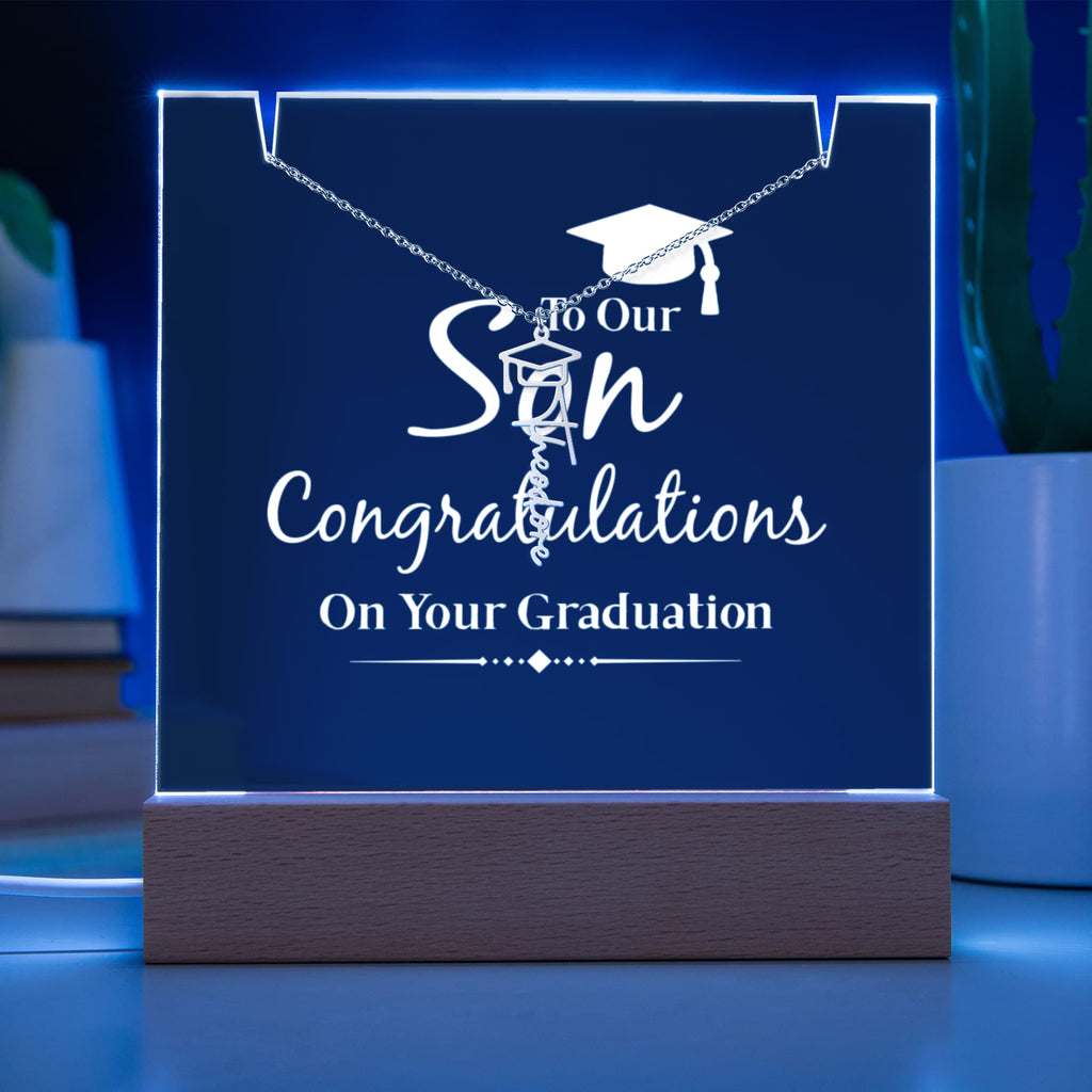 Keepsake Acrylic with Graduation Cap Name Necklace Bundle