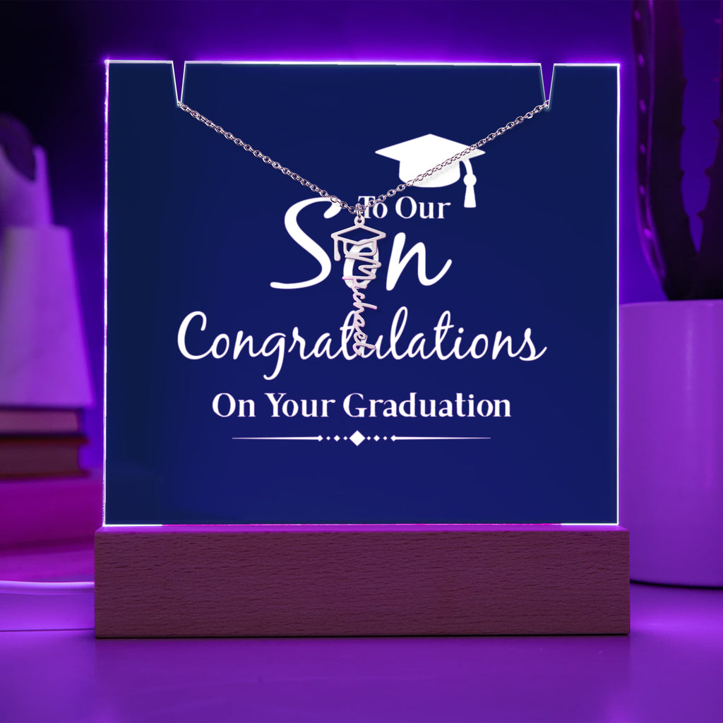 Keepsake Acrylic with Graduation Cap Name Necklace Bundle