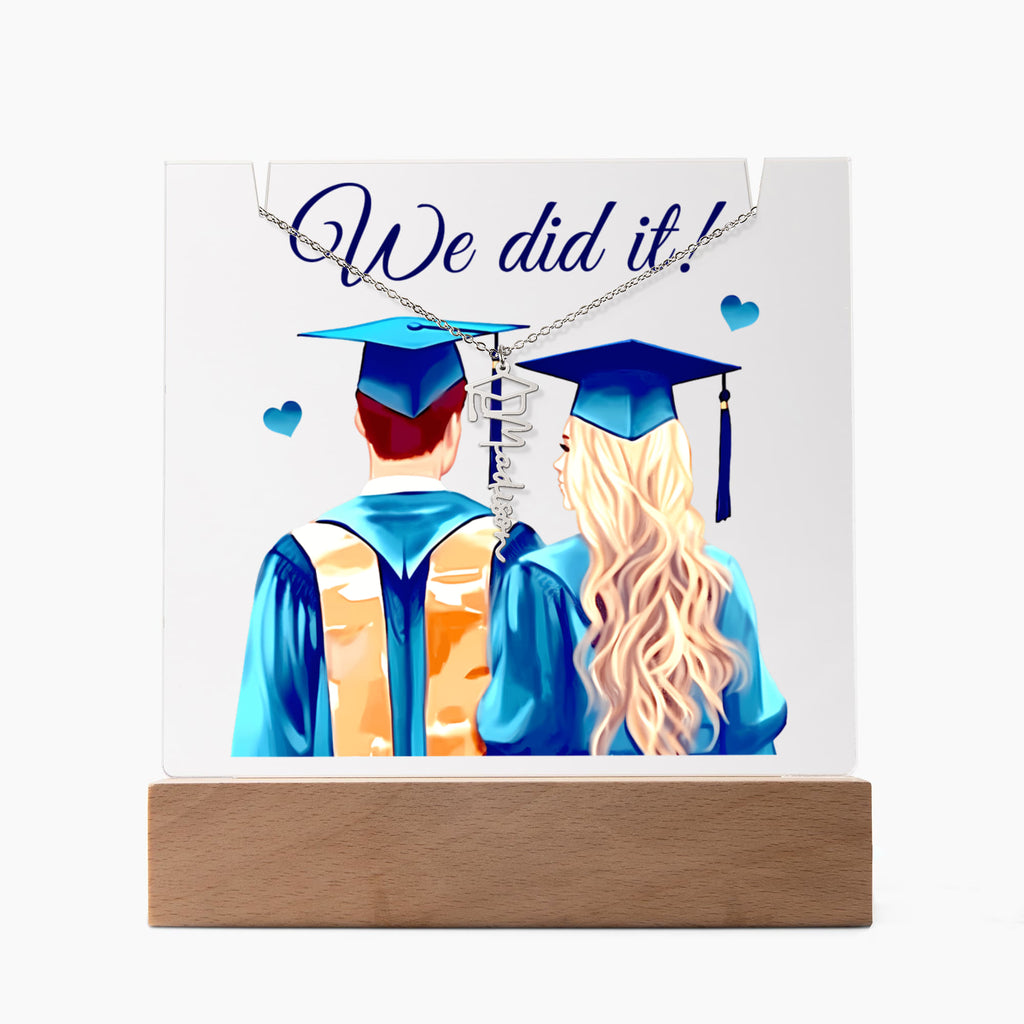 Keepsake Acrylic with Graduation Cap Name Necklace Bundle