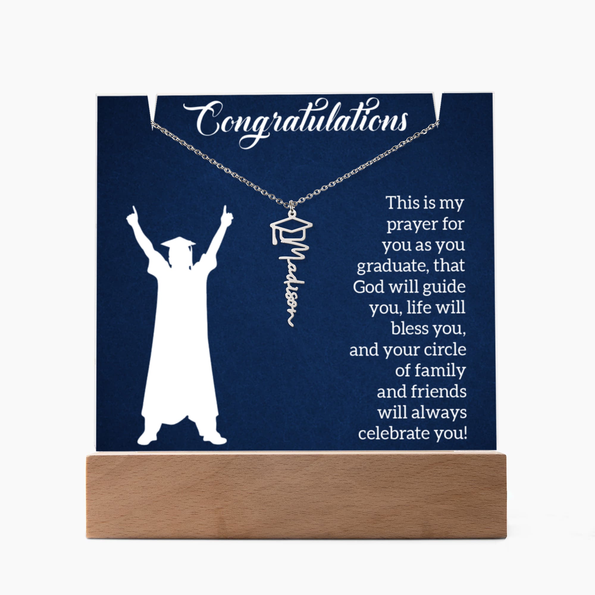 Keepsake Acrylic with Graduation Cap Name Necklace Bundle
