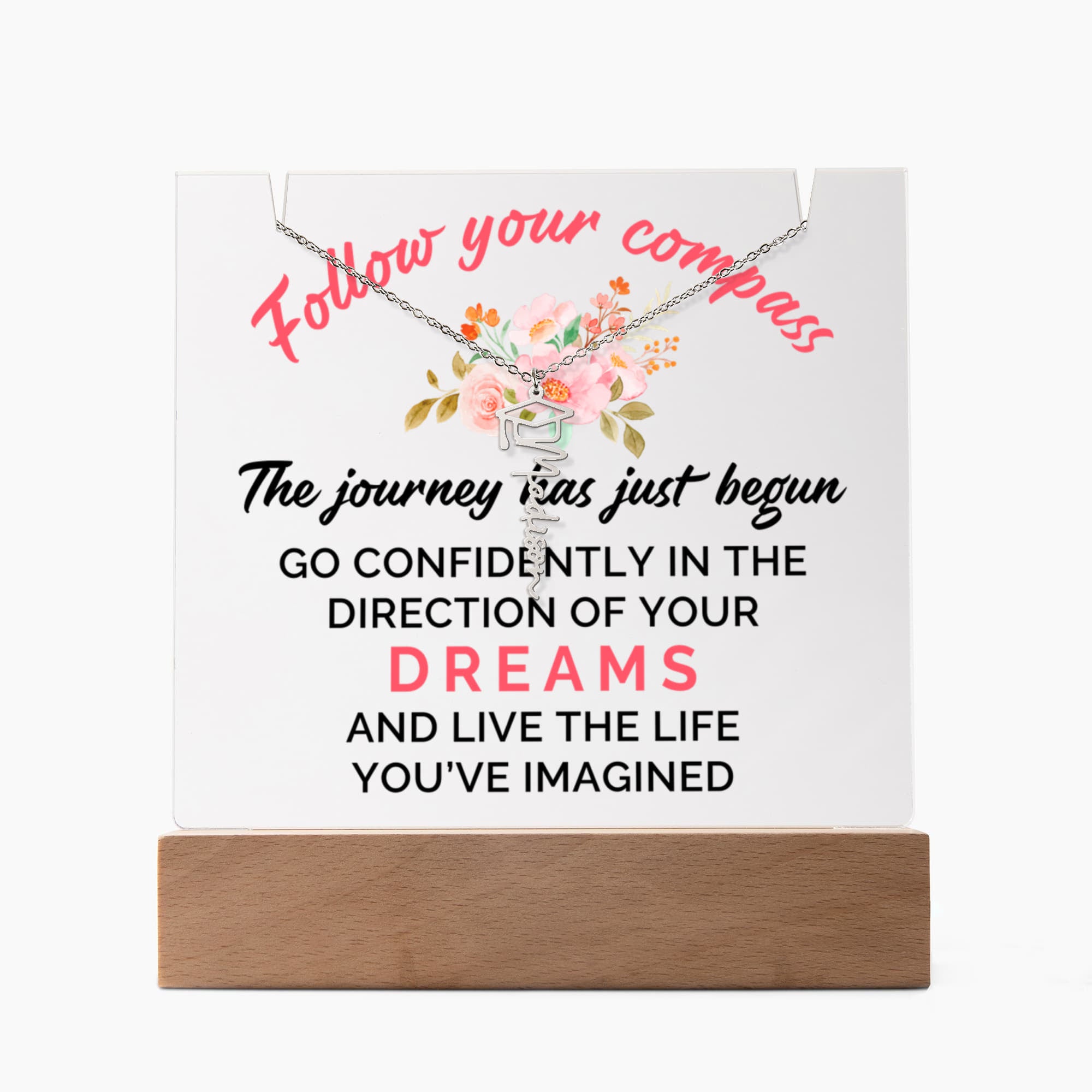 Keepsake Acrylic with Graduation Cap Name Necklace Bundle