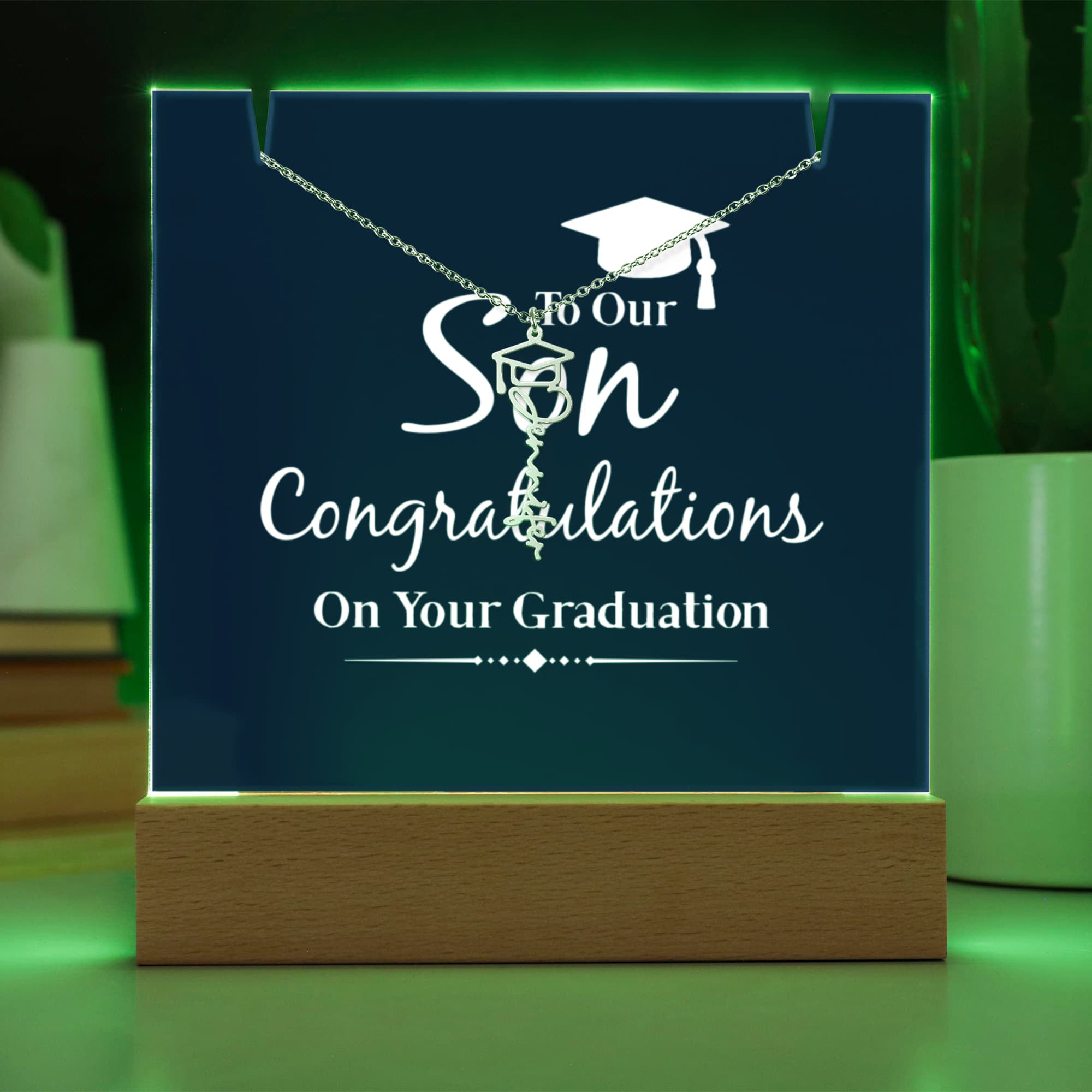 Keepsake Acrylic with Graduation Cap Name Necklace Bundle