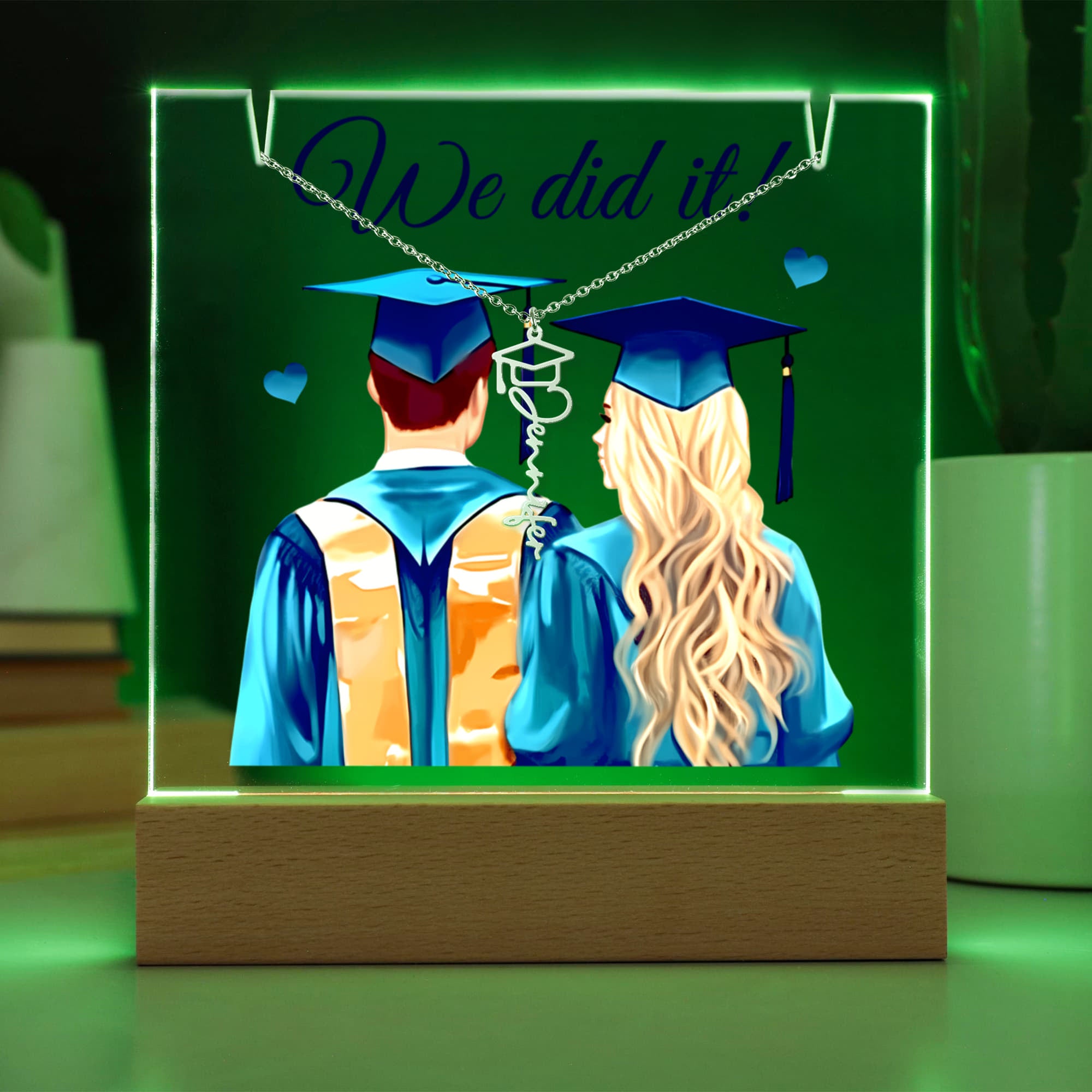 Keepsake Acrylic with Graduation Cap Name Necklace Bundle