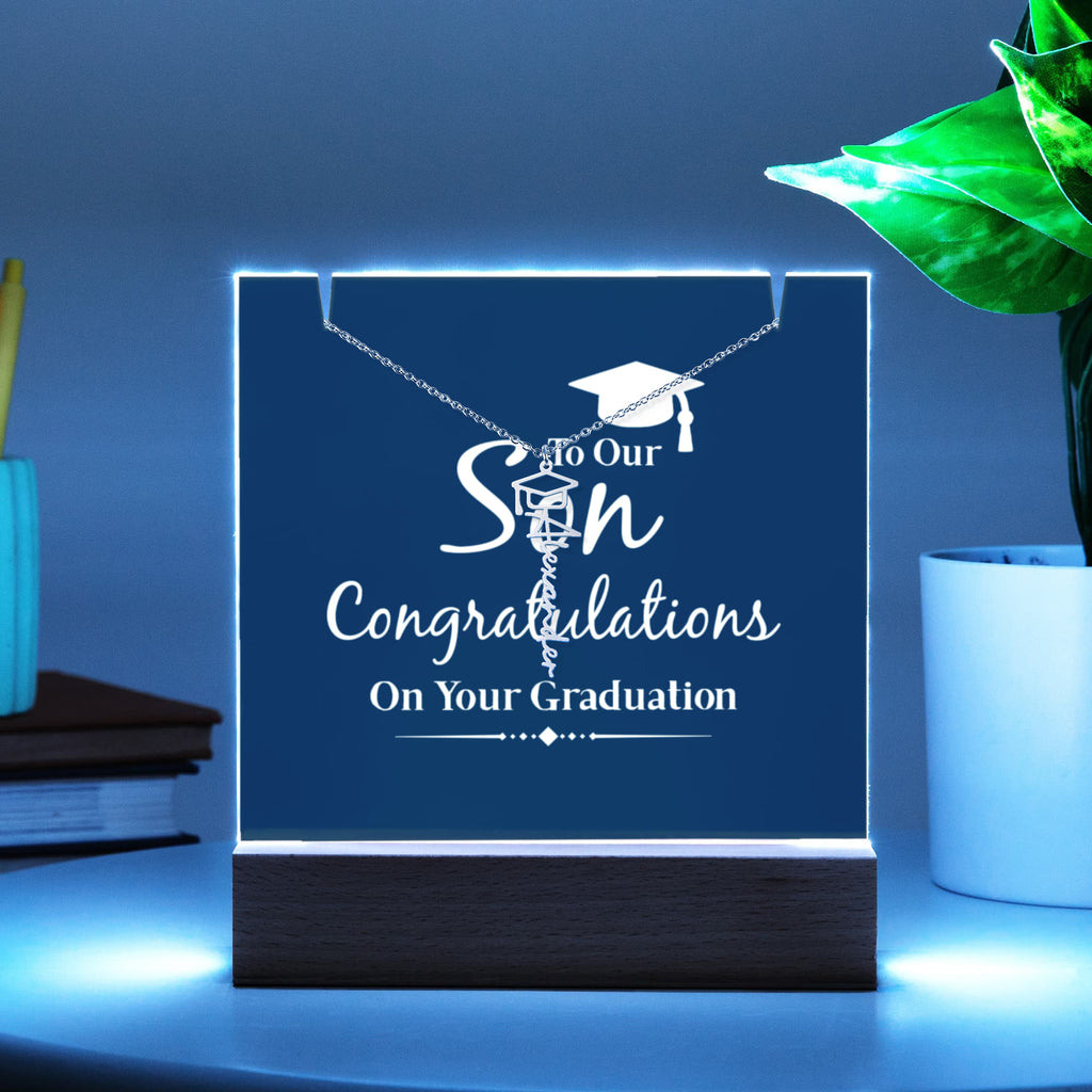 Keepsake Acrylic with Graduation Cap Name Necklace Bundle