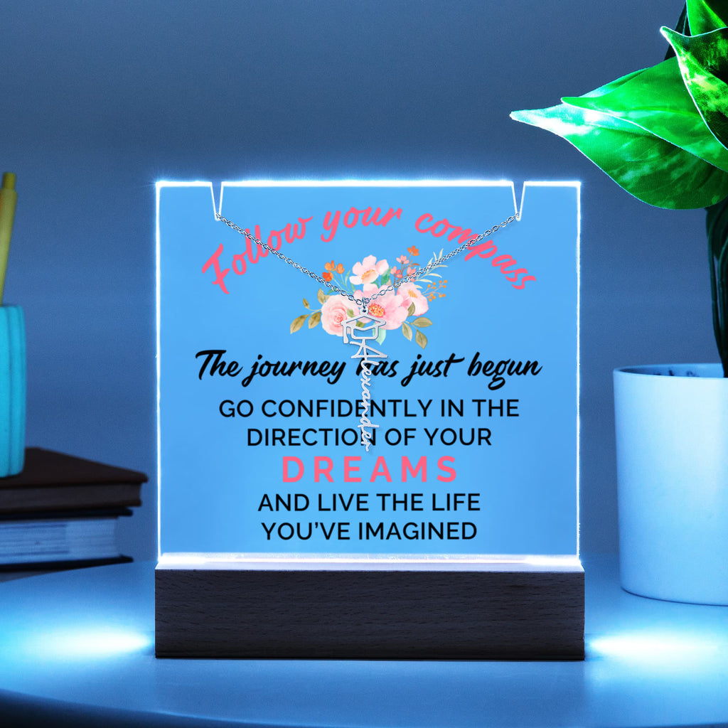 Keepsake Acrylic with Graduation Cap Name Necklace Bundle