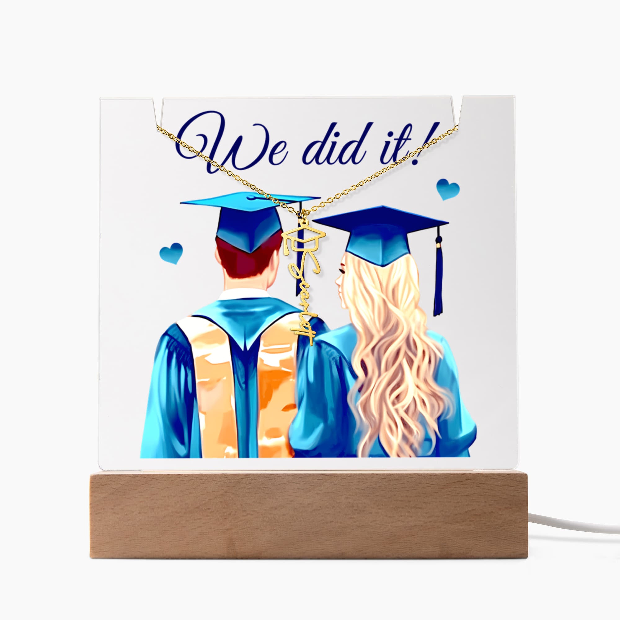 Keepsake Acrylic with Graduation Cap Name Necklace Bundle