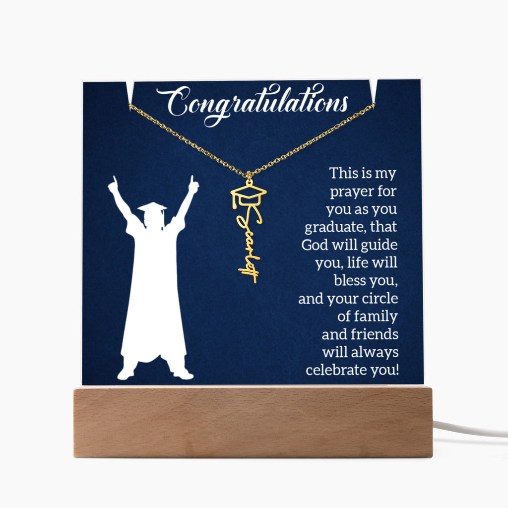 Keepsake Acrylic with Graduation Cap Name Necklace Bundle