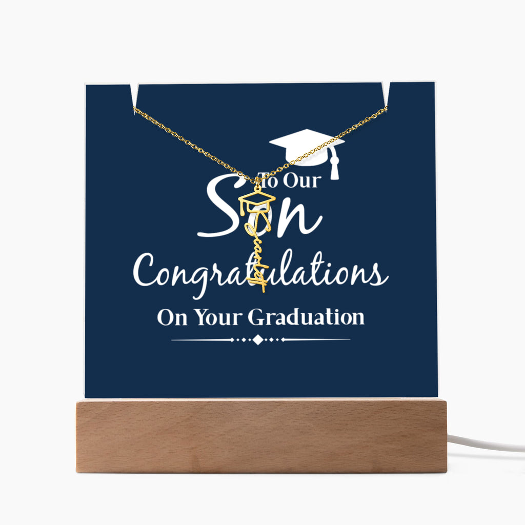 Keepsake Acrylic with Graduation Cap Name Necklace Bundle