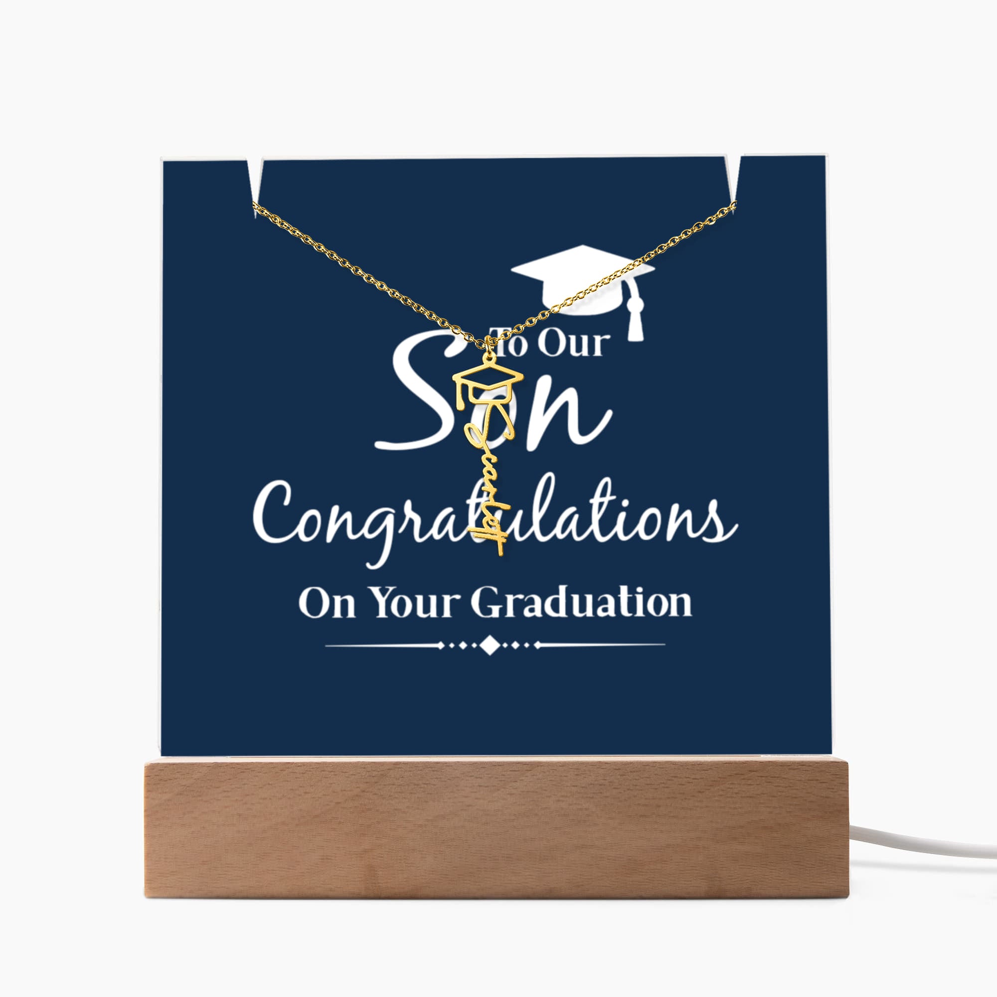 Keepsake Acrylic with Graduation Cap Name Necklace Bundle