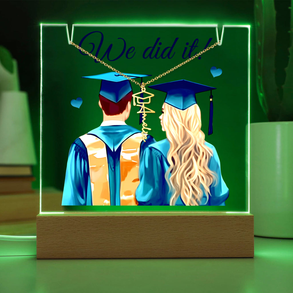 Keepsake Acrylic with Graduation Cap Name Necklace Bundle