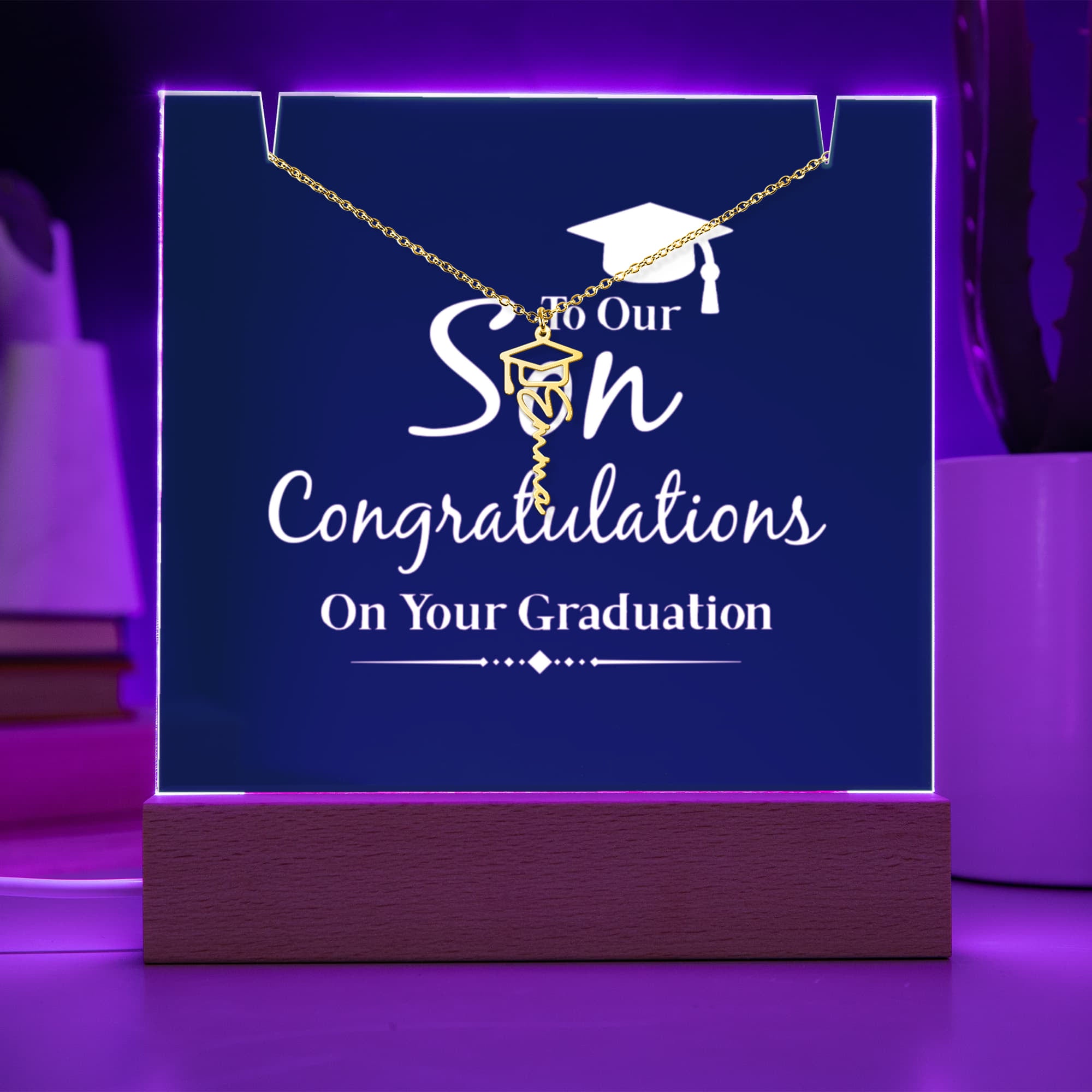 Keepsake Acrylic with Graduation Cap Name Necklace Bundle