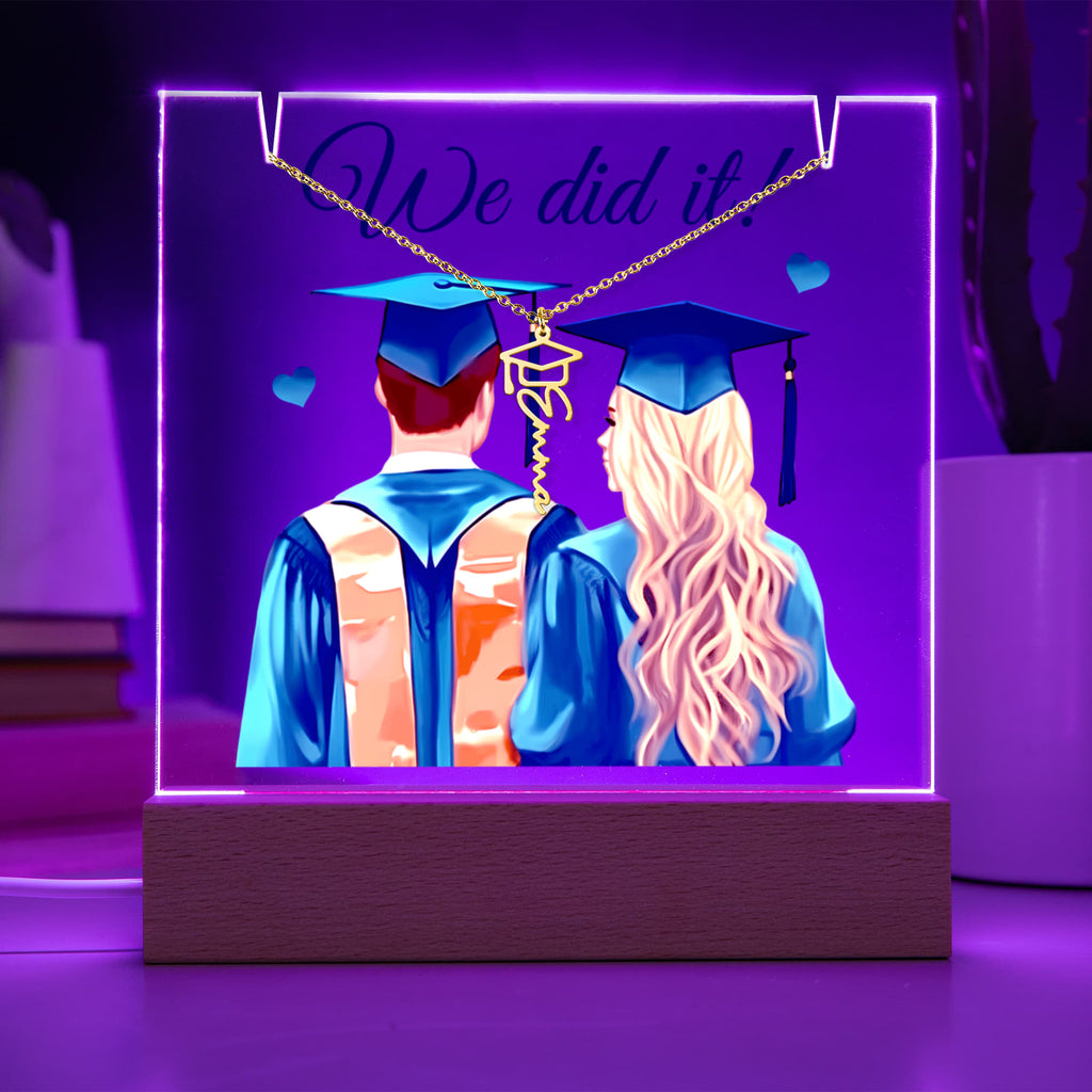 Keepsake Acrylic with Graduation Cap Name Necklace Bundle