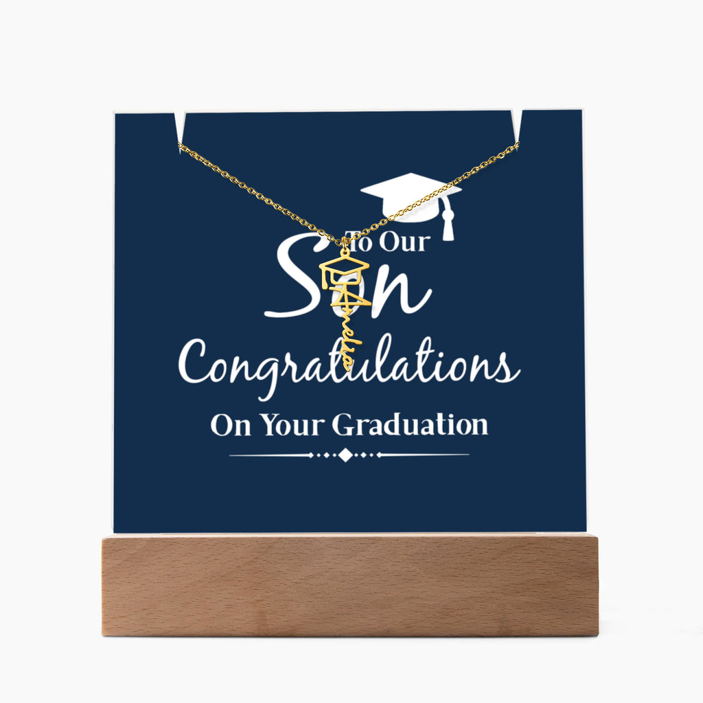Keepsake Acrylic with Graduation Cap Name Necklace Bundle